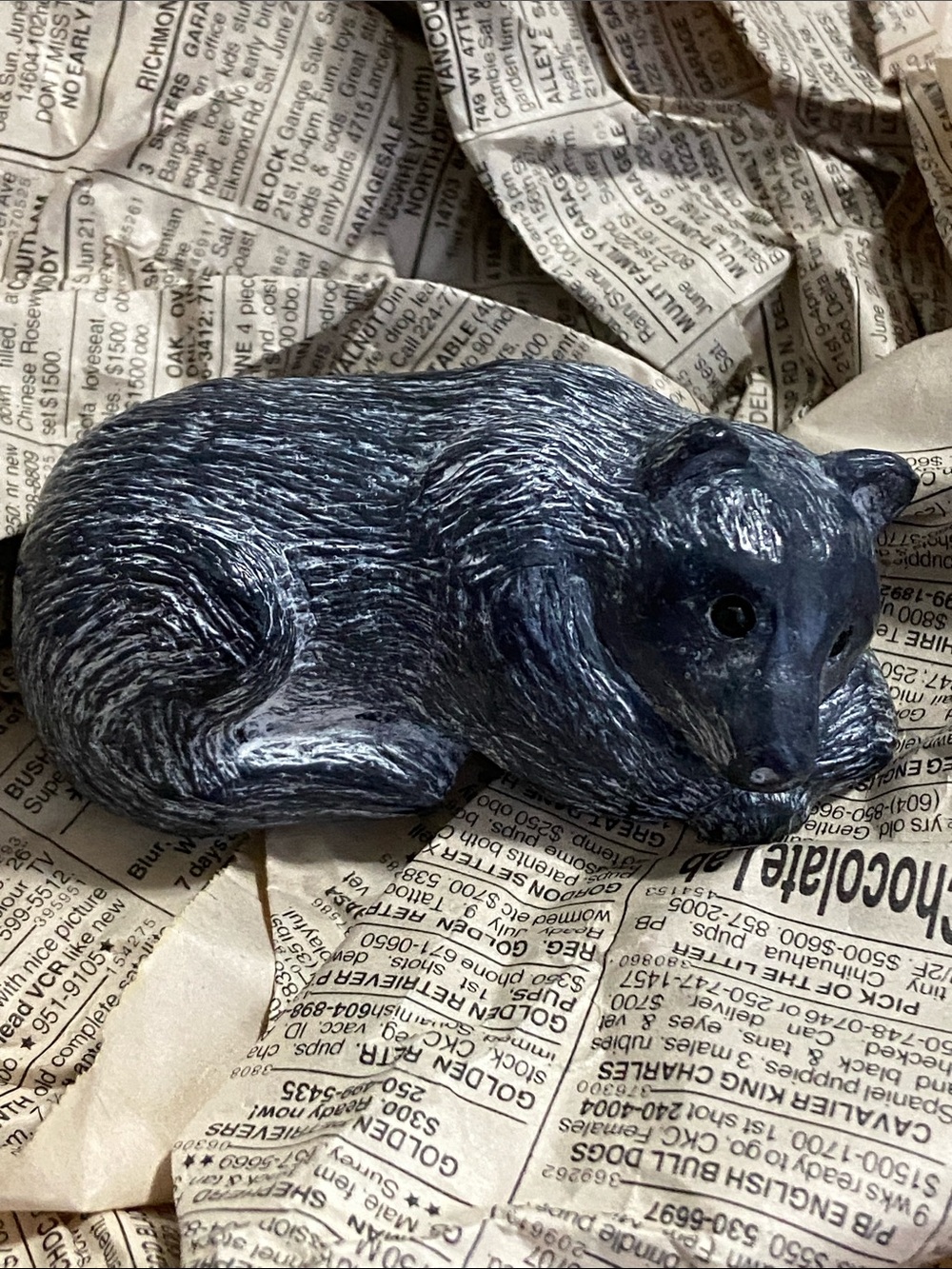 Vintage Edmund Wolf Small Resting Bear Animal Sculpture Paperweight Canada